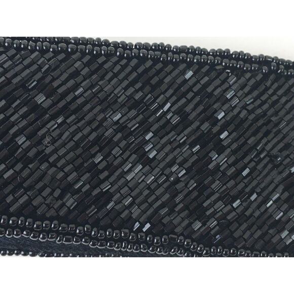 Black Bugle beaded and sequin vintage retro sash belt La Regale Small - Picture 16 of 16